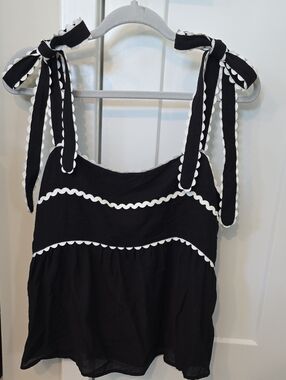 Blu Pepper Black Camisole with White Scalloped Trim